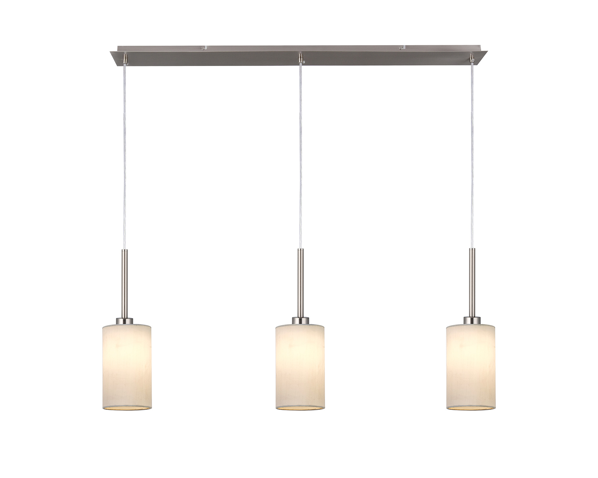 DK0781  Baymont 12cm Shade 3 Light Pendant Satin Nickel, White